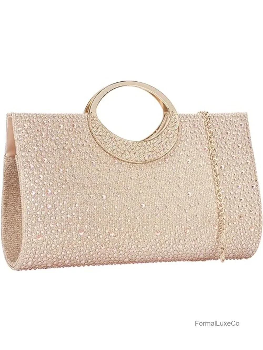Rhinestone Crystal Handle Clutch Handbag for Wedding Party
